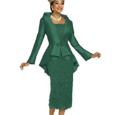 2 Piece Mother of the Bride Dresses with Jacket Mother of the Bride Dresses BlissGown.com Green Custom Size 