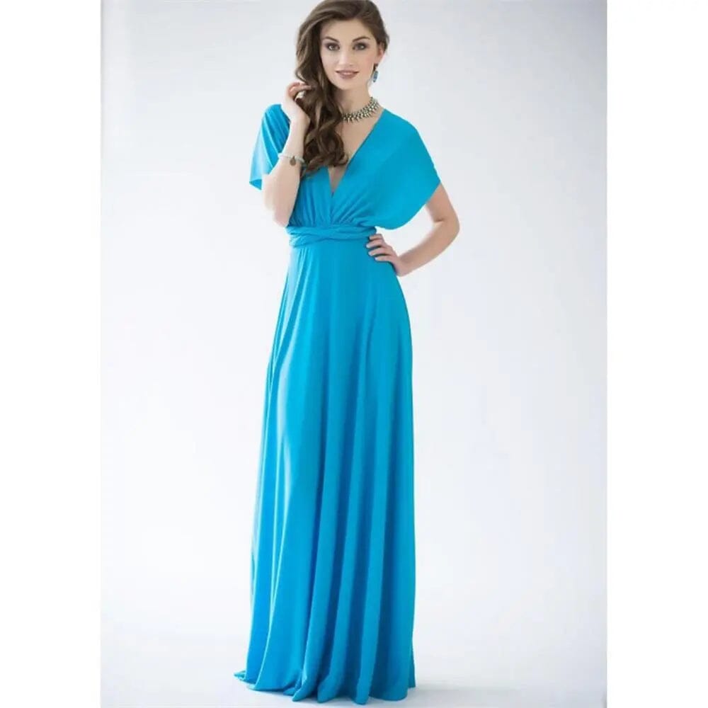 Sexy Women Party Bridesmaids Infinity Robe Dress Bridesmaid Dresses BLISS GOWN Turquoise XS 