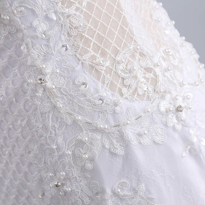 Body Lace Organza More Layers Tulle Skirt Mermaid Wedding Dress Beach Wedding Dresses BlissGown 