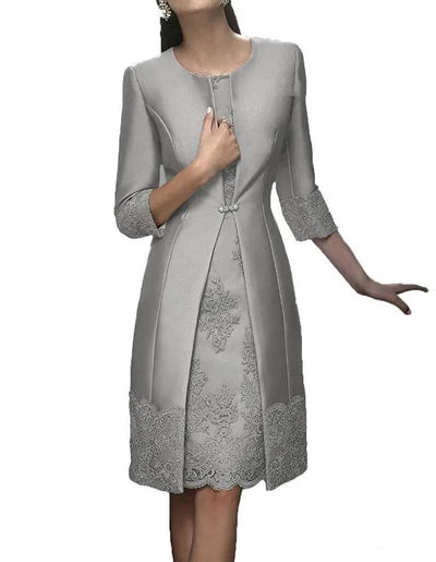 3/4 Sleeves Jacket Short Mother Dresses Mother of the Bride Dresses BlissGown.com Grey Custom Size 