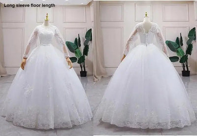 Ball Gown Wedding Dress, Full Sleeve Sexy V-neck Bride Dress Boho Wedding Dresses BlissGown Long sleeve floor 2 