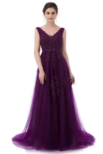 Banquet Elegant Floor-length Party Prom Dress V-Neck Prom Dresses BLISSGOWN 