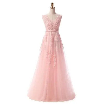 Banquet Elegant Floor-length Party Prom Dress V-Neck Prom Dresses BLISSGOWN Light Pink 2 