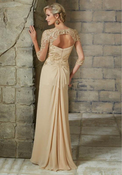 Chiffon Beaded Champagne Mother of The Bride Dress Mother of the Bride Dresses BlissGown.com 