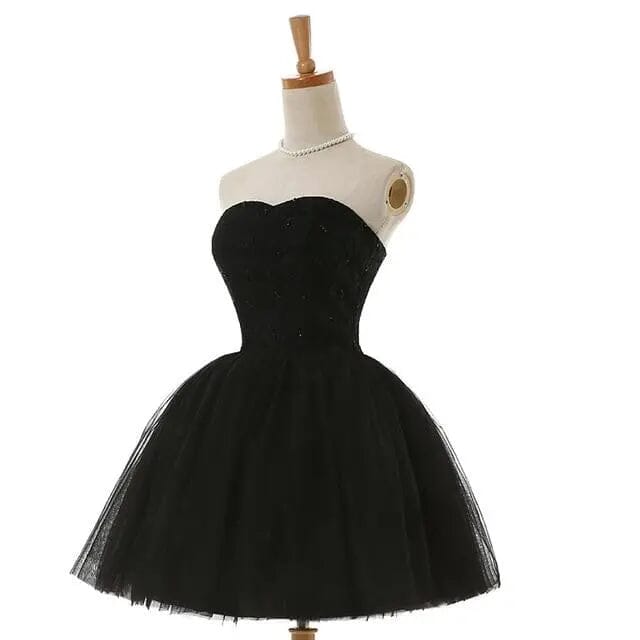 Flowing Knee Length Sweetheart Dresses Special Occasion BlissGown.com Black 2 