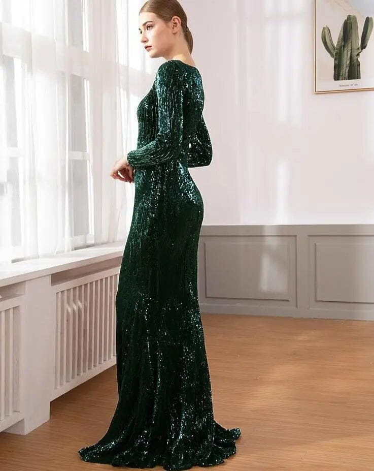 Green Sequined Bodycon Evening Dress Evening & Formal Dresses BLISSGOWN 