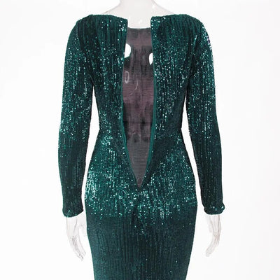Green Sequined Bodycon Evening Dress Evening & Formal Dresses BLISSGOWN 