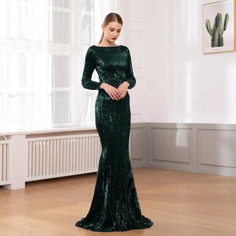 Green Sequined Bodycon Evening Dress Evening & Formal Dresses BLISSGOWN Green S 