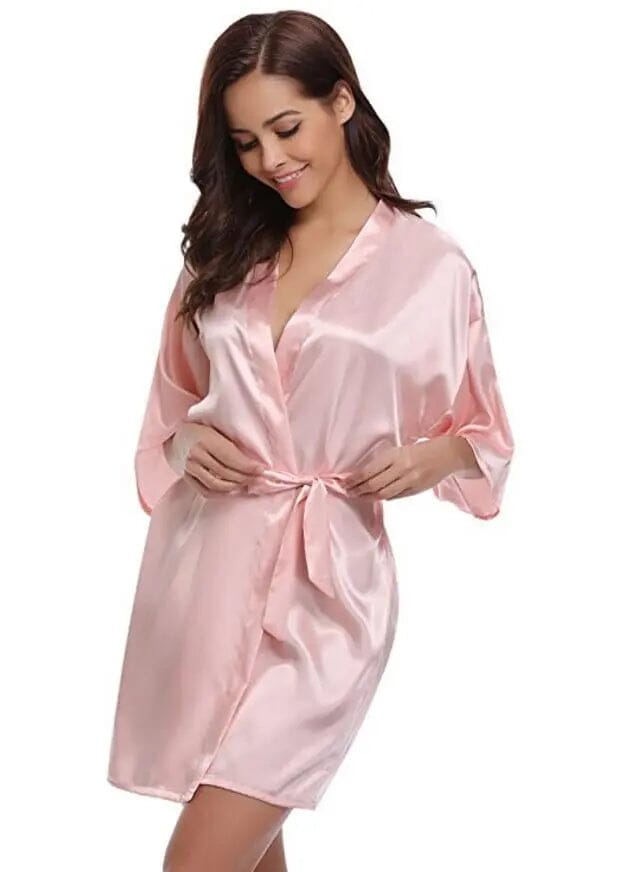 Half Sleeves Bridesmaid Satin Silk Robes Accessories BlissGown.com 