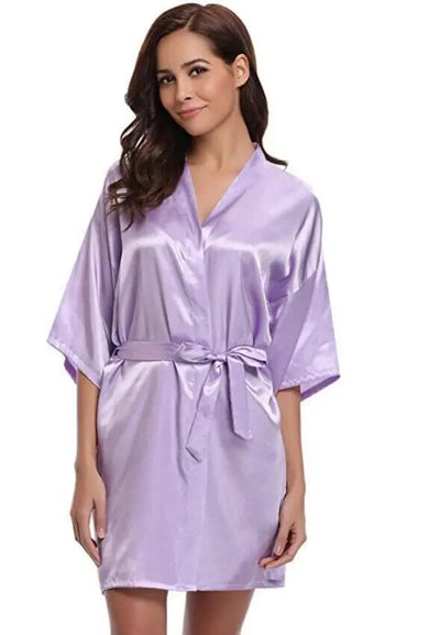 Half Sleeves Bridesmaid Satin Silk Robes Accessories BlissGown.com Lavender S 