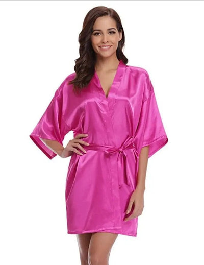 Half Sleeves Bridesmaid Satin Silk Robes Accessories BlissGown.com Rose Red S 