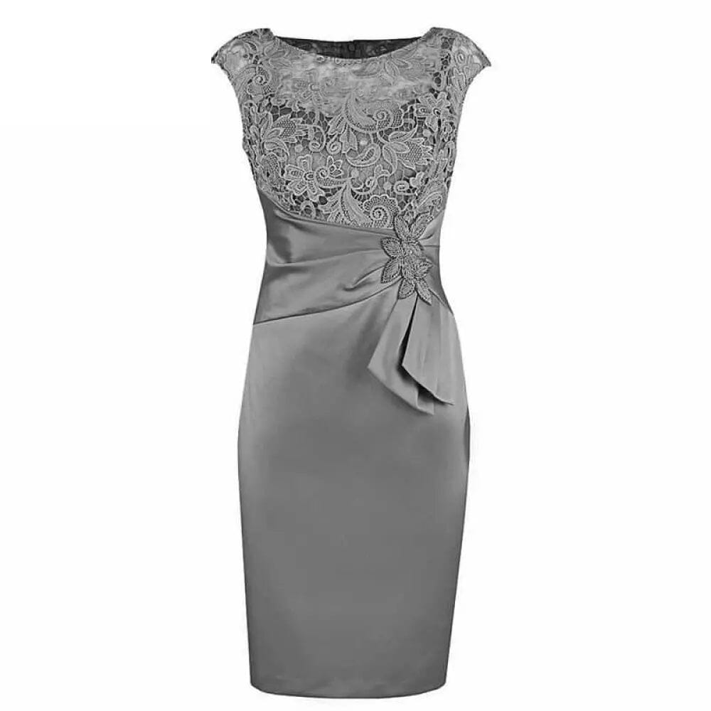 Knee-Length Mother of the Bride Lace Dresses Mother of the Bride Dresses BLISSGOWN Grey 2 