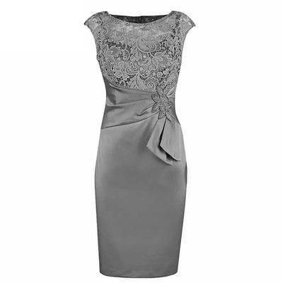Knee-Length Mother of the Bride Lace Dresses Mother of the Bride Dresses BLISSGOWN Grey 2 