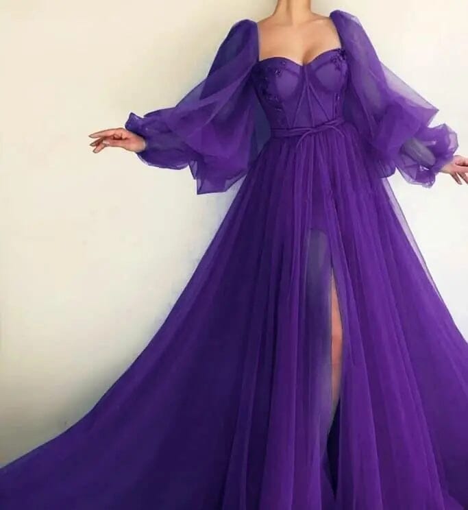 Long Puffy Sleeve Tulle Backless Prom Dress Sexy Prom Dresses BLISS GOWN Regency 2 