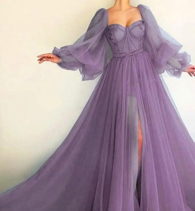 Long Puffy Sleeve Tulle Backless Prom Dress Sexy Prom Dresses BLISS GOWN Tahiti 2 