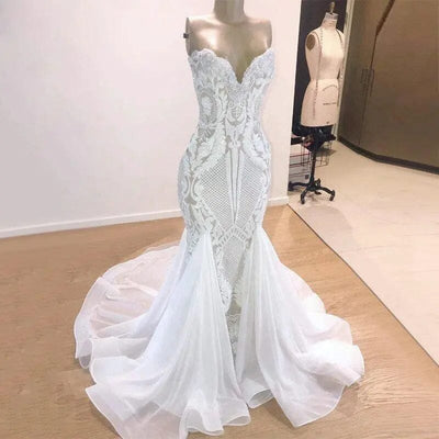 Luxury Elegant Mermaid Wedding Dress Beach Wedding Dresses BLISS GOWN As Picture 2 Floor Length