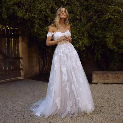 Off the Shoulder Wedding Gown Beach Wedding Dresses BLISS GOWN 