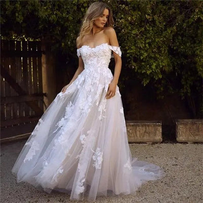 Off the Shoulder Wedding Gown Beach Wedding Dresses BLISS GOWN As Picture 2 