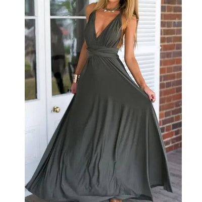 Sexy Bridesmaid Formal Multi Long Dress Bridesmaid Dresses BLISS GOWN Gray M 