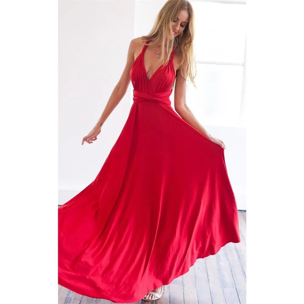 Sexy Women Party Bridesmaids Infinity Robe Dress Bridesmaid Dresses BLISS GOWN Red XS 