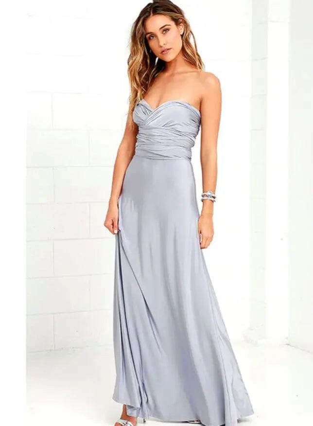 Sexy Women Party Bridesmaids Infinity Robe Dress Bridesmaid Dresses BLISS GOWN Silver XS 