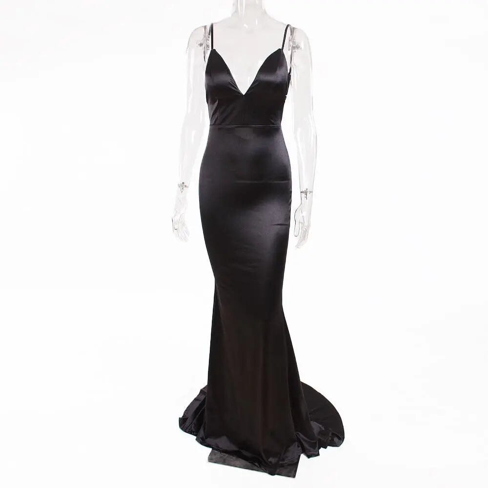 Stretch Satin Evening Party Dress Evening & Formal Dresses BLISS GOWN 