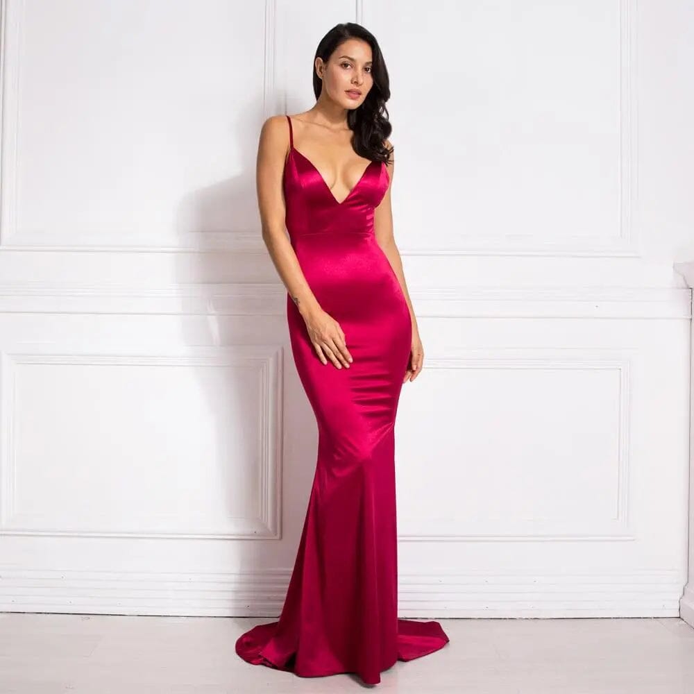 Stretch Satin Evening Party Dress Evening & Formal Dresses BLISS GOWN 