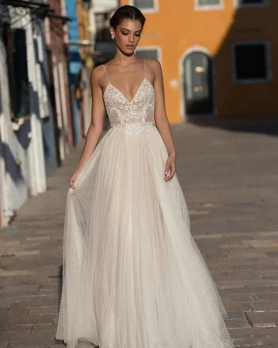 V Neck Beach Wedding Dresses Beach Wedding Dresses BLISS GOWN As Picture 2 
