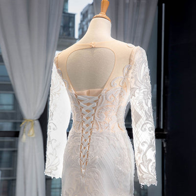 2 Pieces Mermaid Wedding Dress With Detachable Chapel Train Beach Wedding Dresses BlissGown 