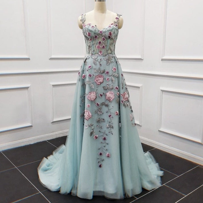 3D Flower Elegant Luxury Two Pieces Applique Evening Dress Evening & Formal Dresses BlissGown 
