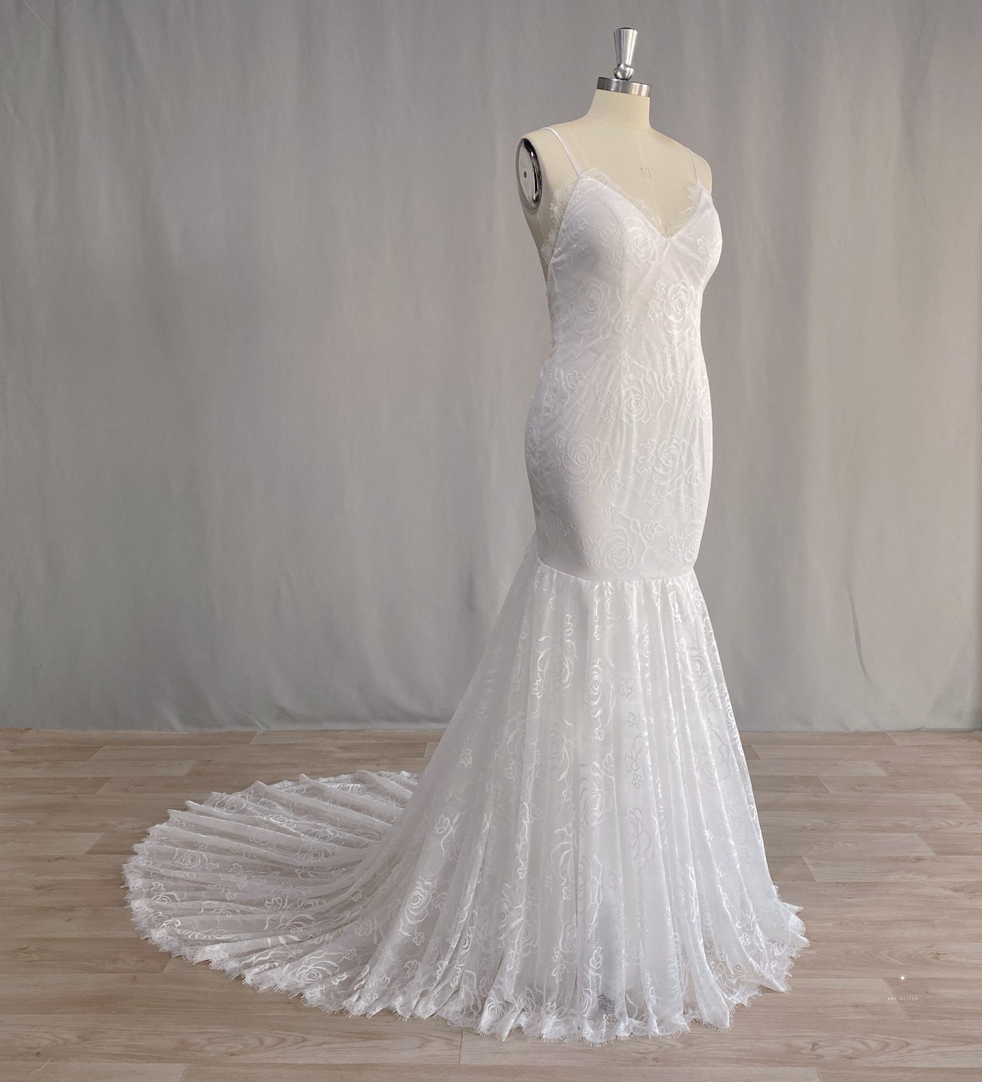 Boho Mermaid Spaghetti Straps Lace Backless Wedding Dress - BlissGown
