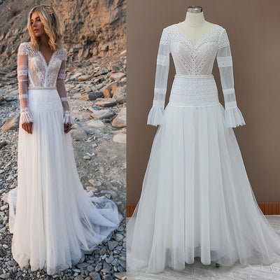 Charming Beach Lace Bridal Gown