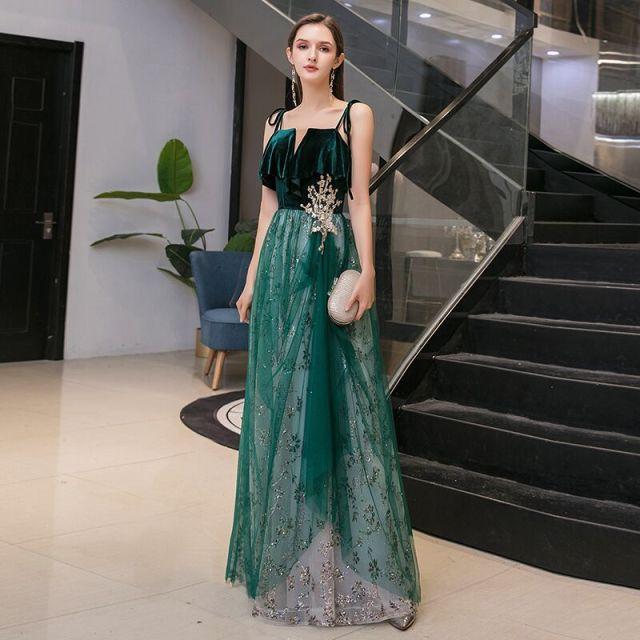 A-line Lace Appliques New Style Dark Green Evening Dress Evening & Formal Dresses BlissGown Same As Photos 16 