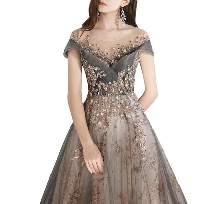 A-Line Vintage Appliques Beading Lace Evening Dress Evening & Formal Dresses BlissGown 