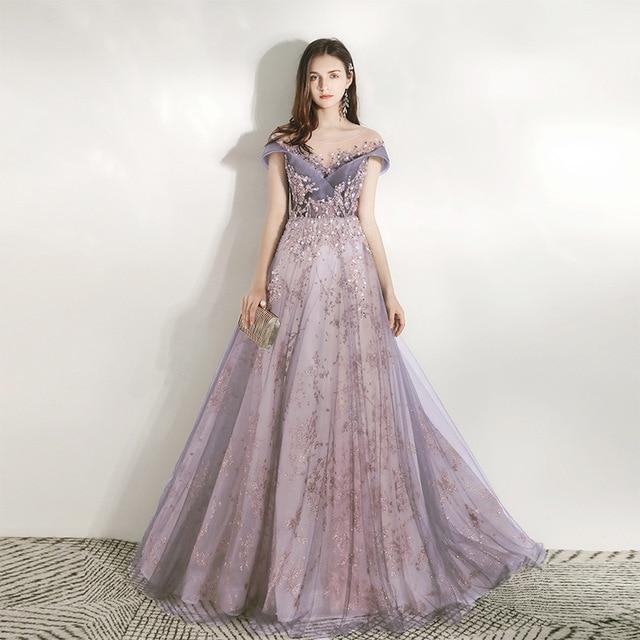 A-Line Vintage Appliques Beading Lace Evening Dress Evening & Formal Dresses BlissGown purple 28W 