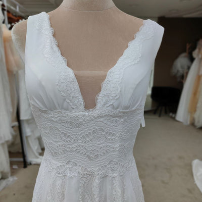 Backless Sleeveless Chiffon Elegant Beach Bridal Gown Beach Wedding Dresses BlissGown 