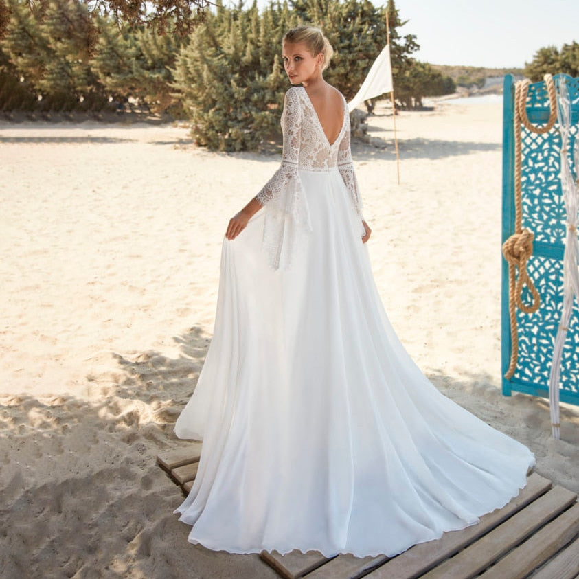Beach Boho Outdoor Destination Elopement Bridal Gown Boho Wedding Dresses BlissGown 