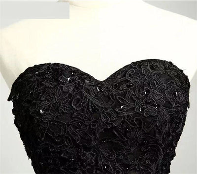 Black Lace Applique Lace Up Wedding Dress Boho Wedding Dresses BlissGown 