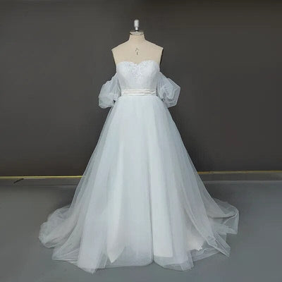 Black Puffy Long Sleeve Beaded Gothic Bridal Dress Vintage Wedding Dresses BlissGown Ivory 2 