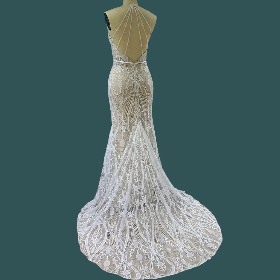 Bohemian Lace Sleeveless Open Back Wedding Dress Boho Wedding Dresses BlissGown 