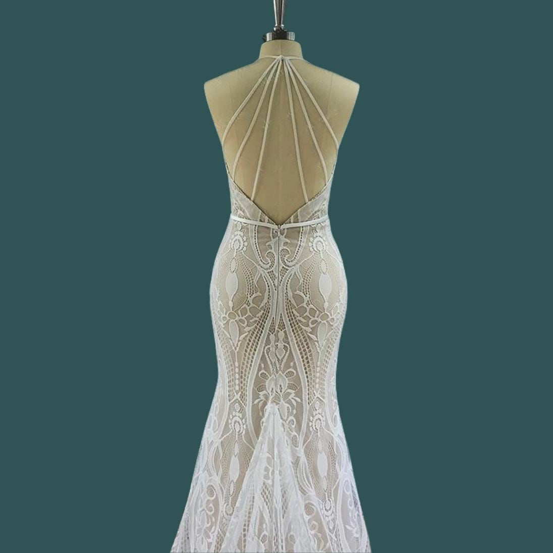 Bohemian Lace Sleeveless Open Back Wedding Dress Boho Wedding Dresses BlissGown 