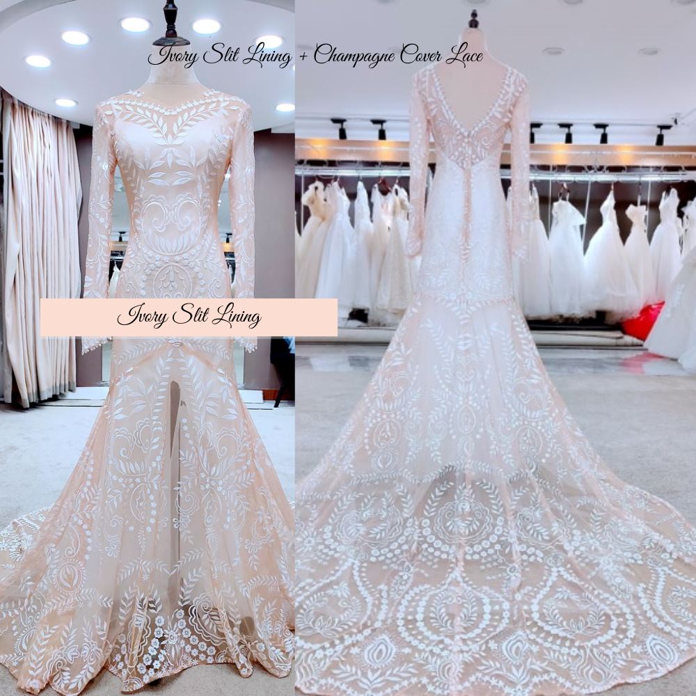 Bohemian Vintage Wedding Dress Boho Wedding Dresses BlissGown Ivory Slit Lining Custom Size 