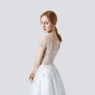Boho Beaded illusion Romantic Bridal Gowns Boho Wedding Dresses BlissGown 