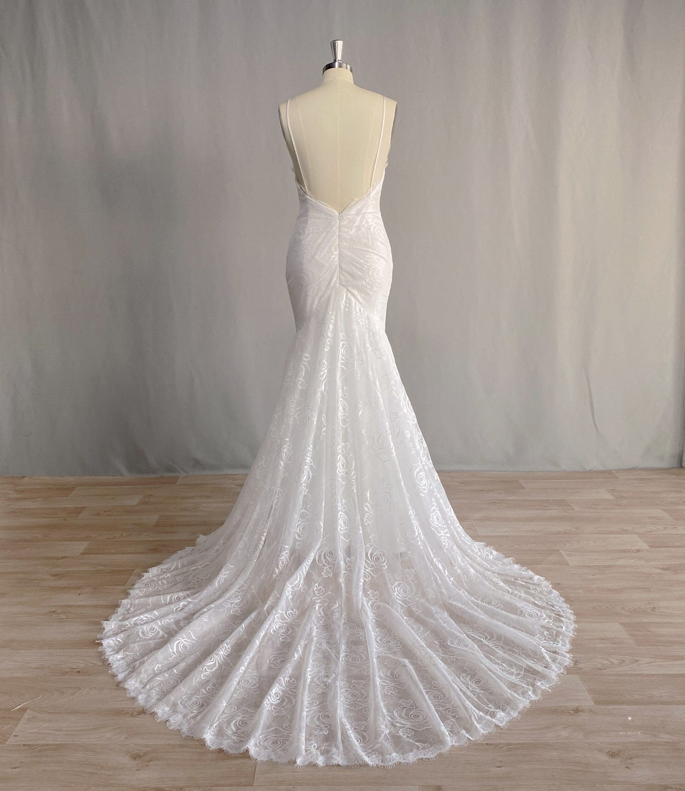 Boho Mermaid Spaghetti Straps Lace Backless Wedding Dress Boho Wedding Dresses BlissGown 