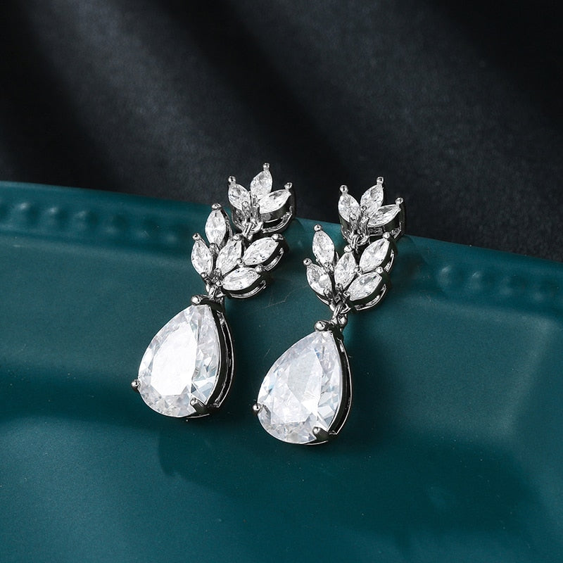 Bride Crystal Drop Earrings Jewelry BlissGown 