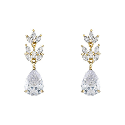 Bride Crystal Drop Earrings Jewelry BlissGown 14k Gold 