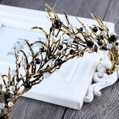 Bronze Vintage Handmade Princess Hair Crown Wedding Accessories BlissGown Style 1 Black 