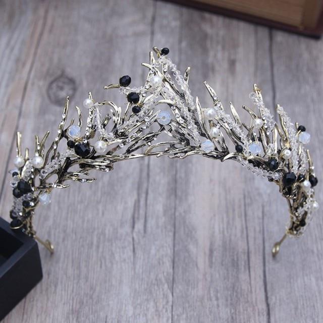 Bronze Vintage Handmade Princess Hair Crown Wedding Accessories BlissGown Style 2 Black 