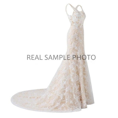 Champagne Lace Bohemian Bridal Wedding Dresses Boho Wedding Dresses BlissGown Champagne Custom Size 