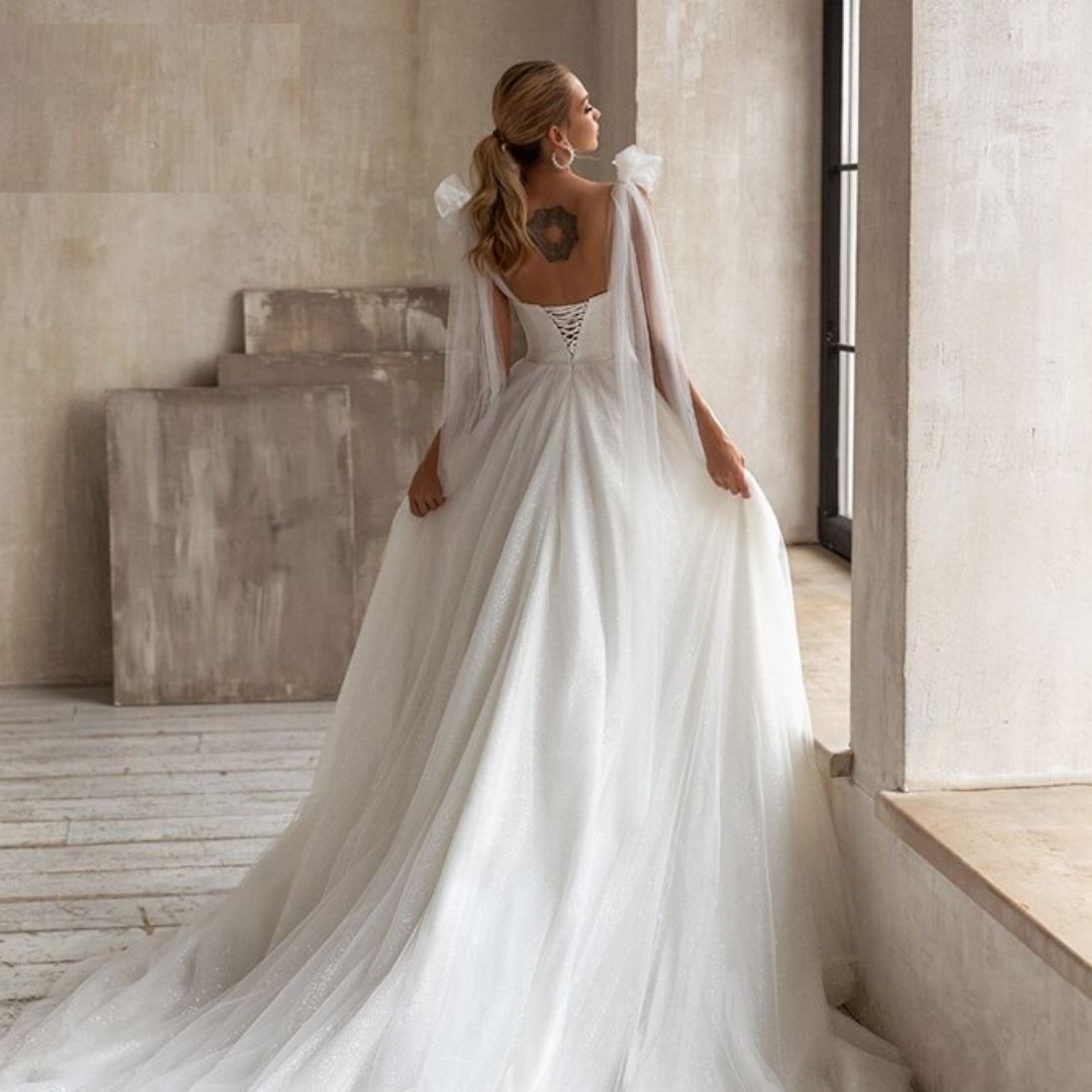 Charming Beading Sweetheart Lace up Wedding Dress Romantic Wedding Dresses BlissGown 